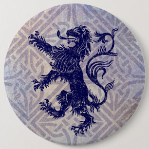 Scottish Rampant Lion Navy Blue Celtic Knot 6 Cm Round Badge