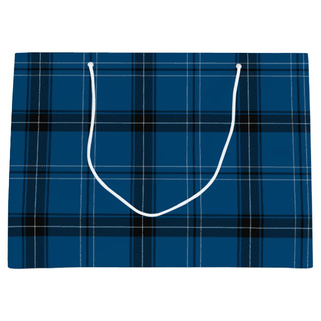 Scottish Ramsay Blue Tartan Large Gift Bag (Front)