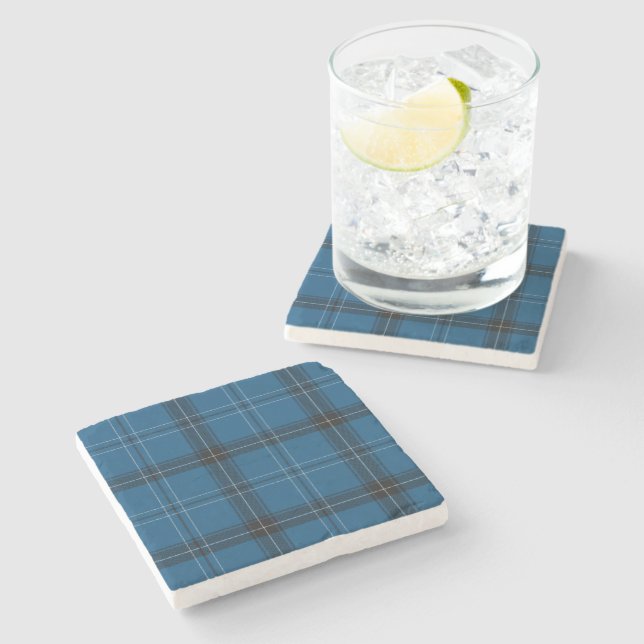 Scottish Ramsay Blue Tartan Stone Coaster (Side)