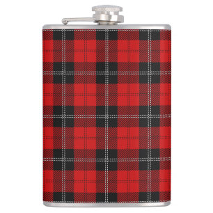 Scottish Red And Black Tartan Hip Flask