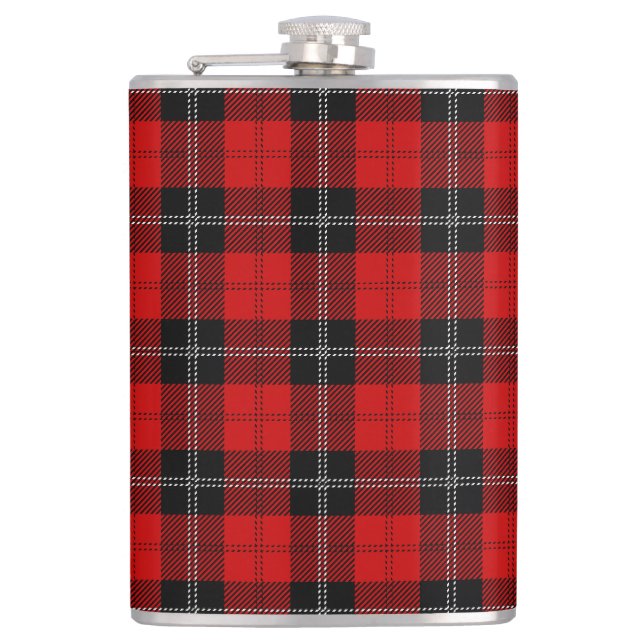 Scottish Red And Black Tartan Hip Flask (Front)