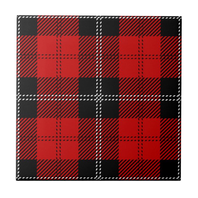 Scottish Red And Black Tartan Tile (Front)
