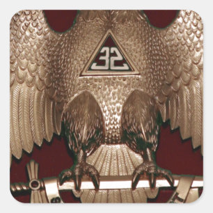 Scottish Rite 32 degree Mason Double Eagle Red Square Sticker