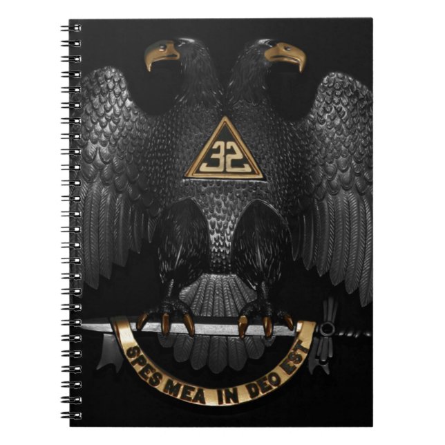 Scottish Rite 32 Degree Mason Eagle Spiral Notebook (Front)