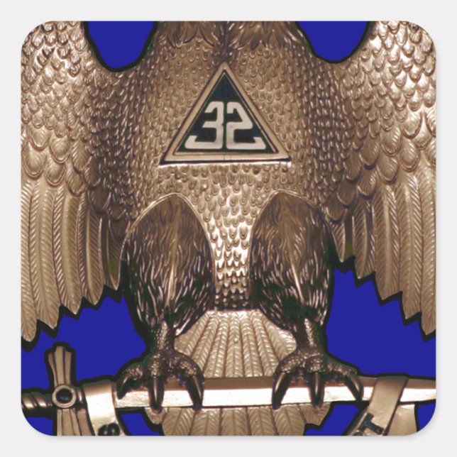 Scottish Rite 32 Degree Royal Blue Square Sticker (Front)