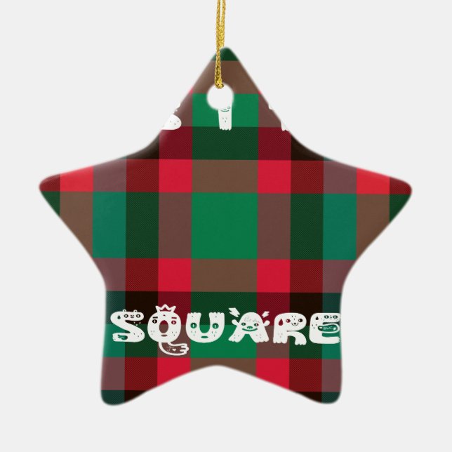 Scottish Royal Checkered Tartan Plaid with Text Ceramic Tree Decoration (Front)