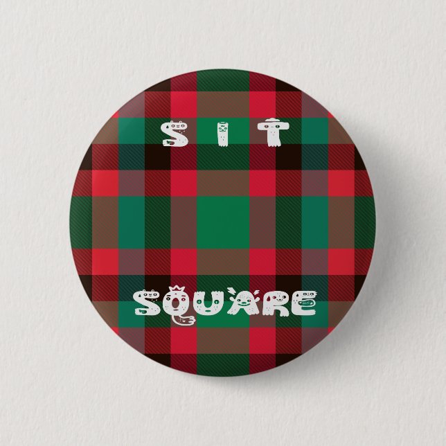 Scottish Royal Chequered Tartan Plaid with Text 6 Cm Round Badge (Front)