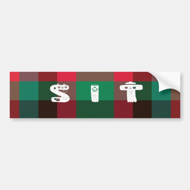 Scottish Royal Chequered Tartan Plaid with Text Bumper Sticker (Front)