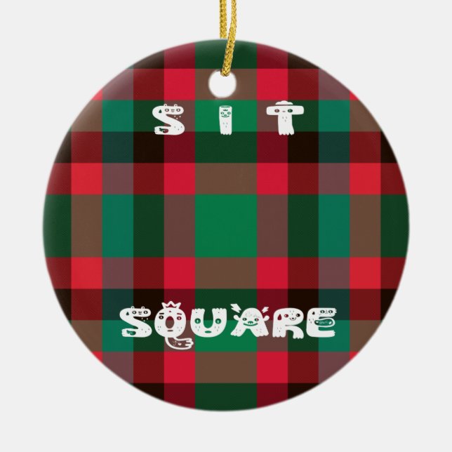 Scottish Royal Chequered Tartan Plaid with Text Ceramic Tree Decoration (Front)