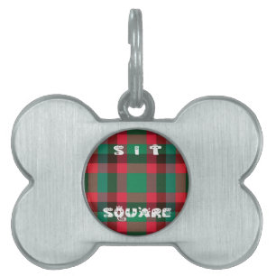 Scottish Royal Chequered Tartan Plaid with Text Pet Name Tag
