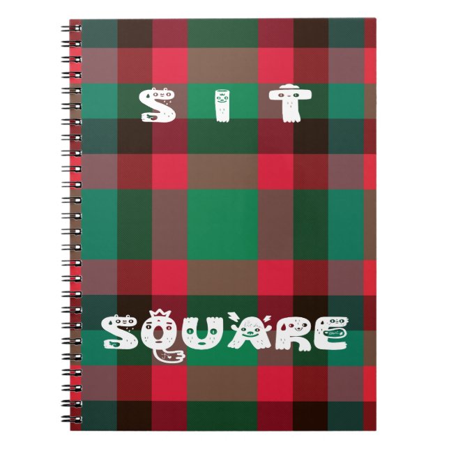 Scottish Royal Chequered Tartan Plaid with Text Spiral Notebook (Front)