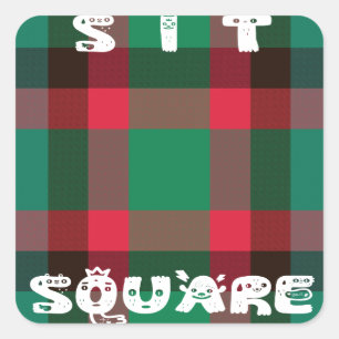 Scottish Royal Chequered Tartan Plaid with Text Square Sticker