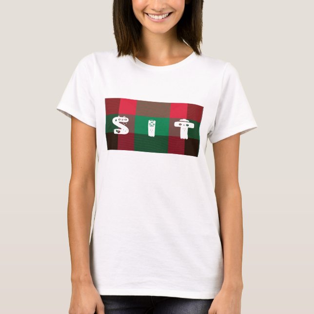 Scottish Royal Chequered Tartan Plaid with Text T-Shirt (Front)