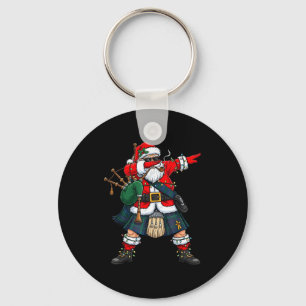 Scottish Santa Bagpes Dabbing Christmas Funny Holi Key Ring