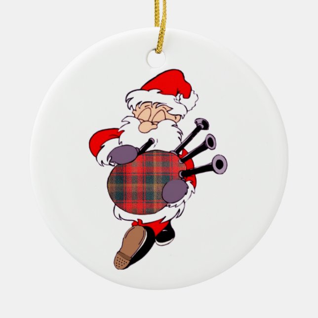 Scottish Santa Claus Ceramic Tree Decoration (Front)