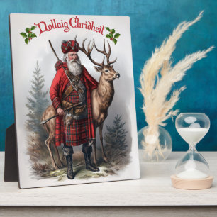 Scottish Santa With Deer Plaque