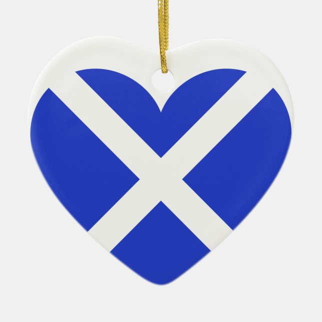 Scottish Scotland Flag Heart Ceramic Tree Decoration (Front)