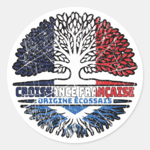 Scottish Scotland French France Tree Roots Flag Classic Round Sticker