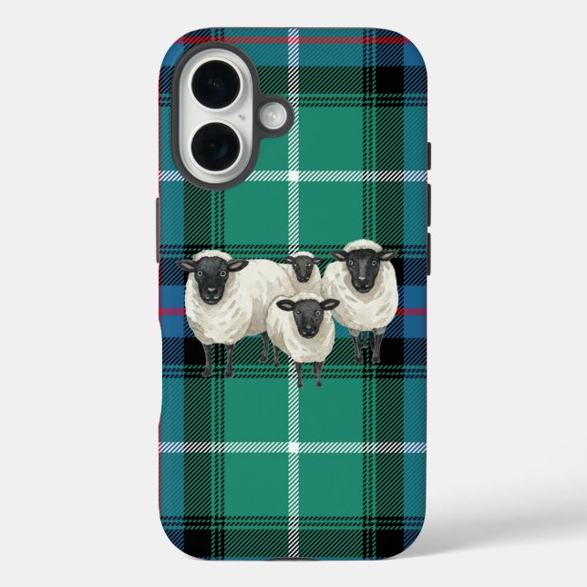 Scottish Sheep on Tartan Background Phone Cover (Back)