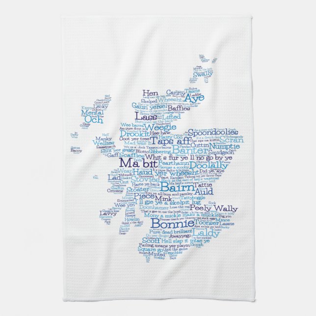 Scottish Slang Word Map Kitchen Towel (Vertical)