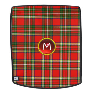 SCOTTISH TARTAN AND RED RUBY GEM STONE MONOGRAM BACKPACK
