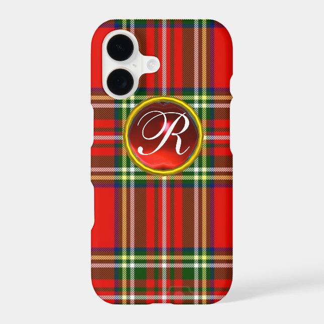 SCOTTISH TARTAN AND RED RUBY GEMSTONE MONOGRAM (Back)