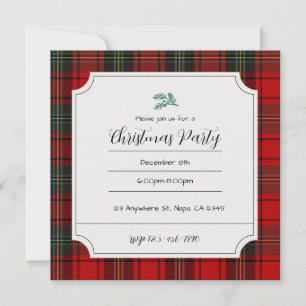 Scottish Tartan Christmas Party Customisable Cosy Invitation