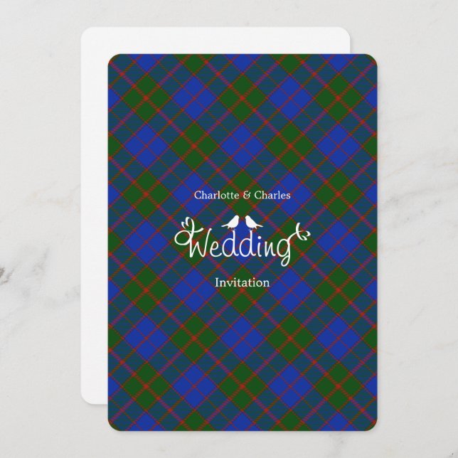 Scottish Tartan Clan Plaid Editable Wedding Invitation (Front/Back)