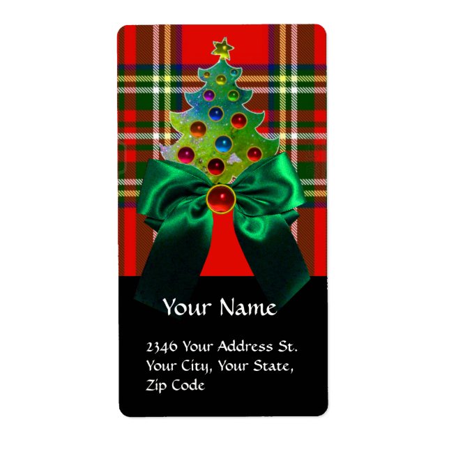 SCOTTISH TARTAN ,GREEN BOW AND CHRISTMAS TREE (Front)