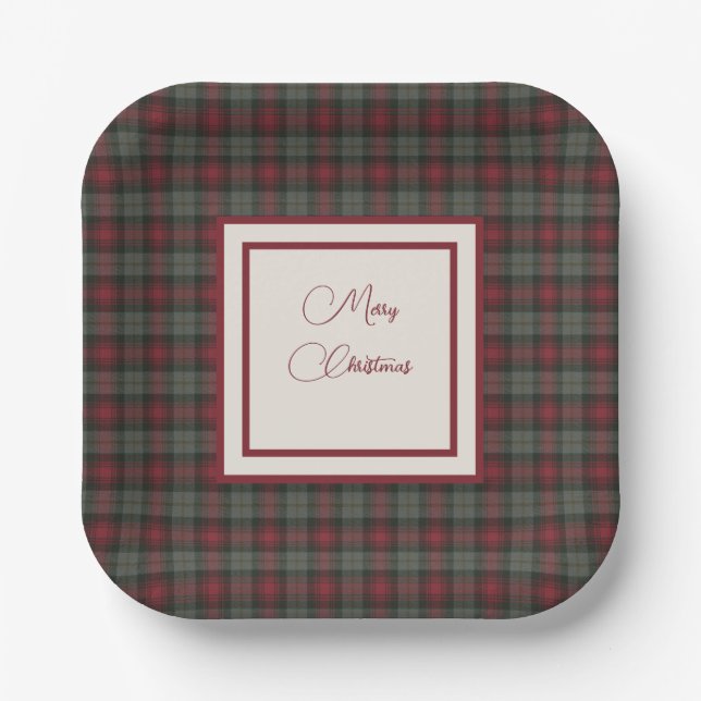 Scottish Tartan MacLachlan Christmas Paper Plate (Front)