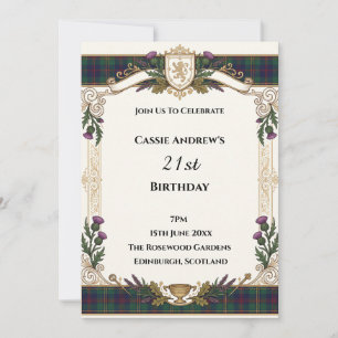 Scottish Tartan Milestone Birthday Invitation