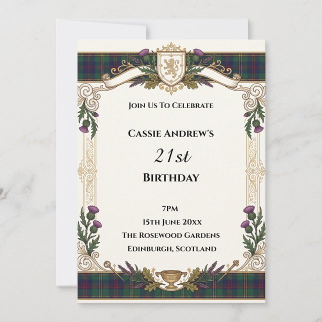 Scottish Tartan Milestone Birthday Invitation (Front)
