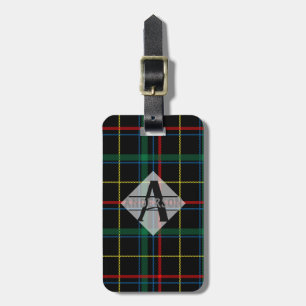 Scottish Tartan Monogram Gift - Green Red Black Luggage Tag