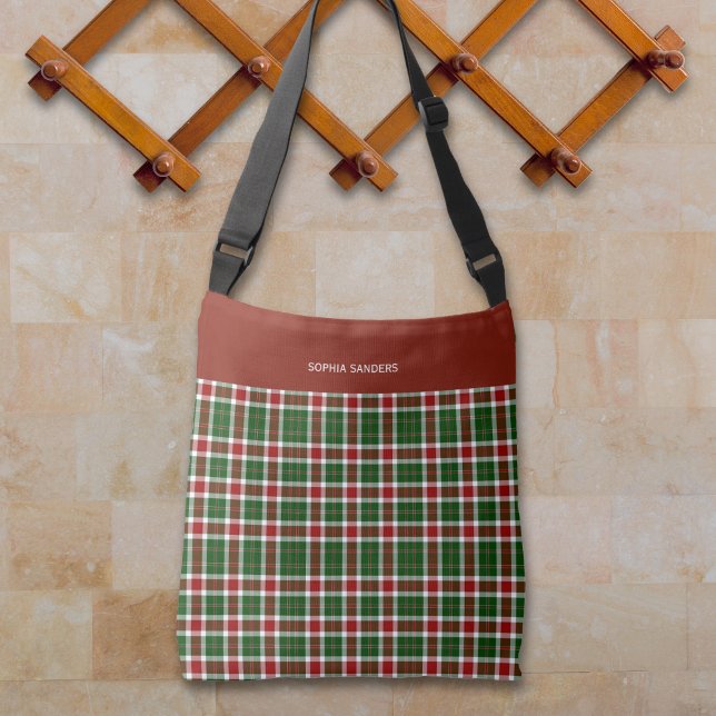 Scottish Tartan Pattern Christmas Colors Crossbody Bag (Creator Uploaded)