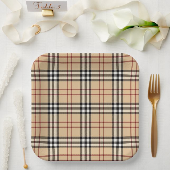Scottish Tartan Pattern Paper Plate (Wedding)