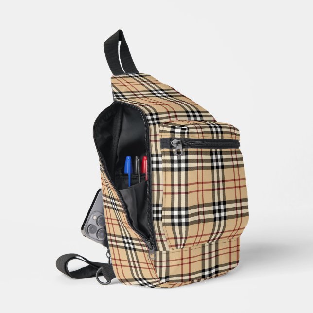 Scottish Tartan Pattern Sling Bag (Open)