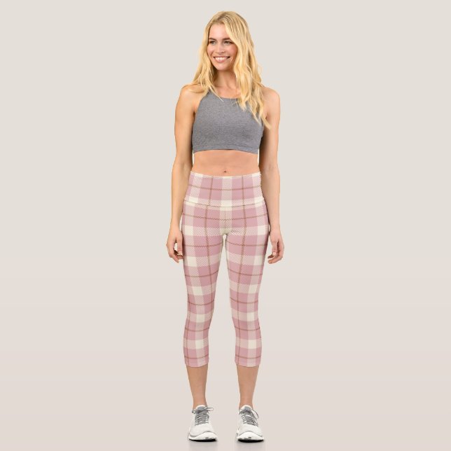 Scottish Tartan  Plaid Women's Yoga Capri Leggings (Front)