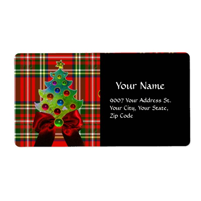 SCOTTISH TARTAN ,RED BOW AND CHRISTMAS TREE (Front)