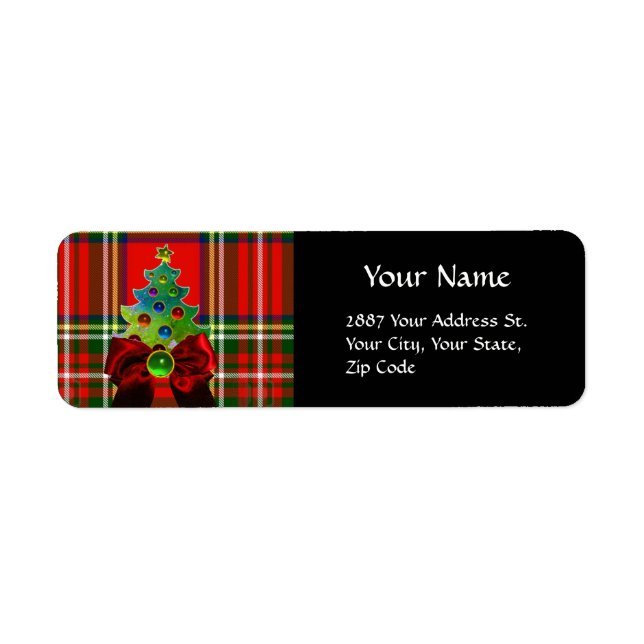 SCOTTISH TARTAN ,RED GREEN BOWS AND CHRISTMAS TREE (Front)