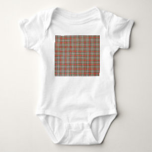 Scottish tartan: red-green-yellow pattern. baby bodysuit