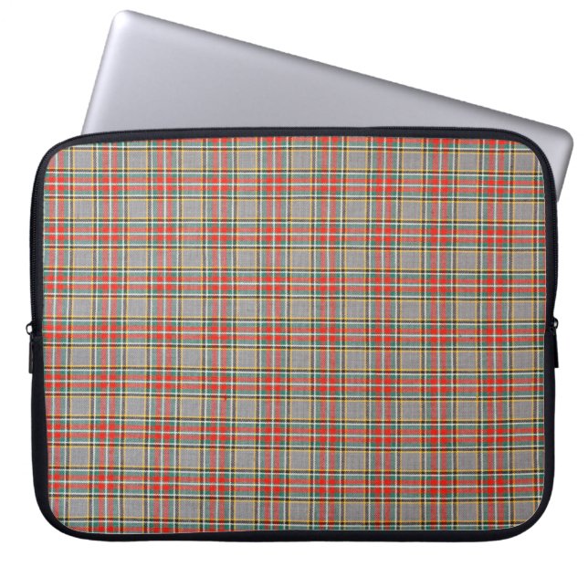 Scottish tartan: red-green-yellow pattern. laptop sleeve (Front)