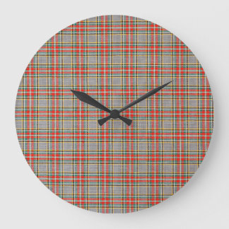 Scottish tartan: red-green-yellow pattern. large clock