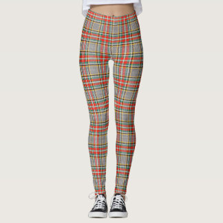 Scottish tartan: red-green-yellow pattern. leggings