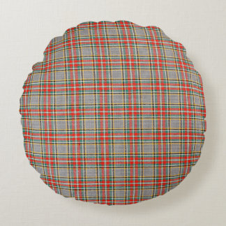 Scottish tartan: red-green-yellow pattern. round cushion