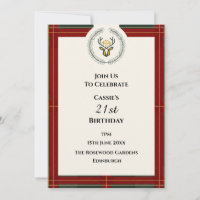 Scottish Tartan Stag Birthday Elegant Heritage