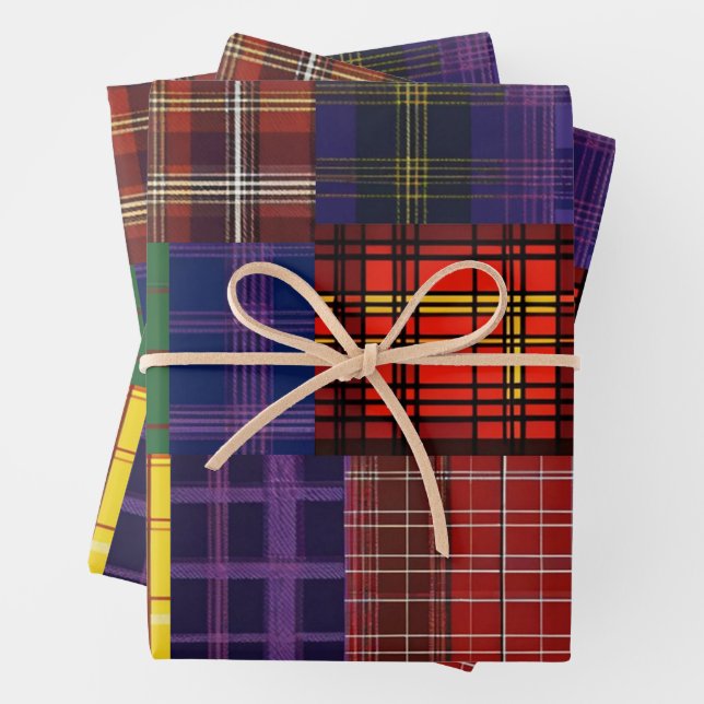Scottish Tartan Swatch Wrapping Paper Sheet (In situ)