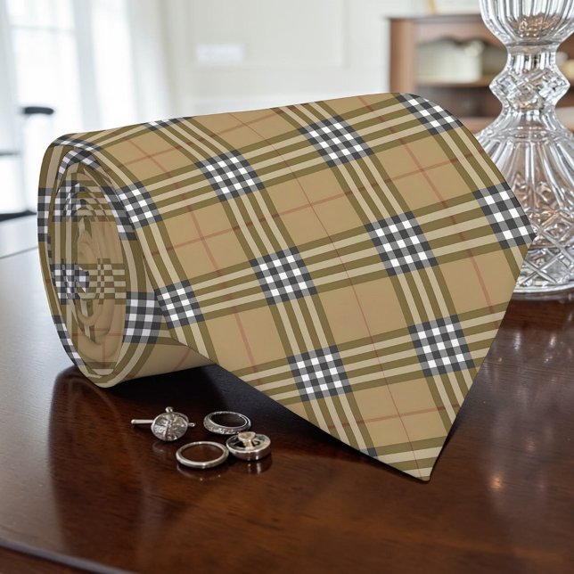 Scottish Tartan Tan Custom Necktie (Creator Uploaded)