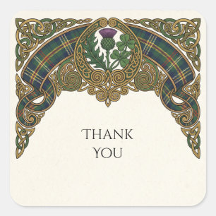 Scottish Tartan Thank You Wedding Sticker