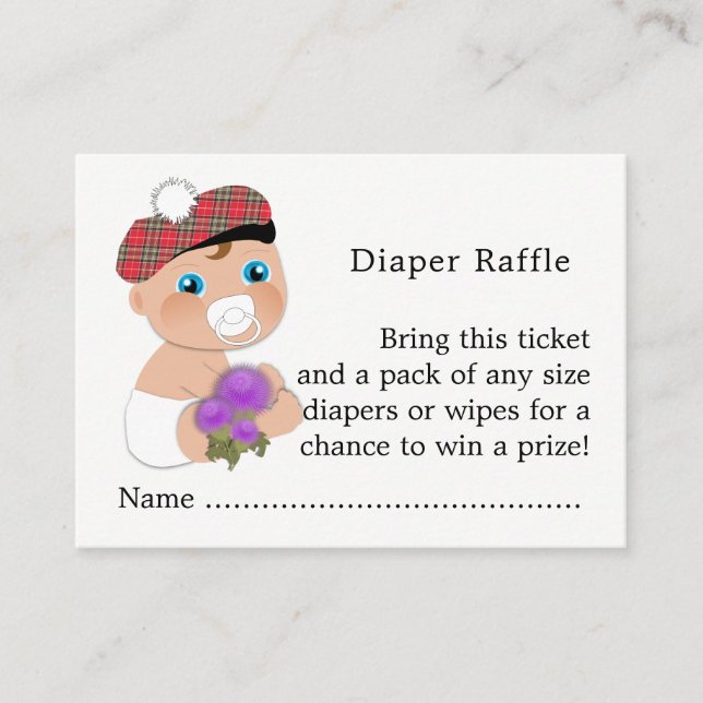 Scottish Tartan |Thistle Baby Shower Diaper Raffle Enclosure Card (Front)