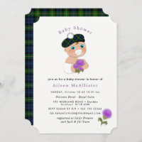 Scottish Tartan Thistle Flower Cute Baby Shower